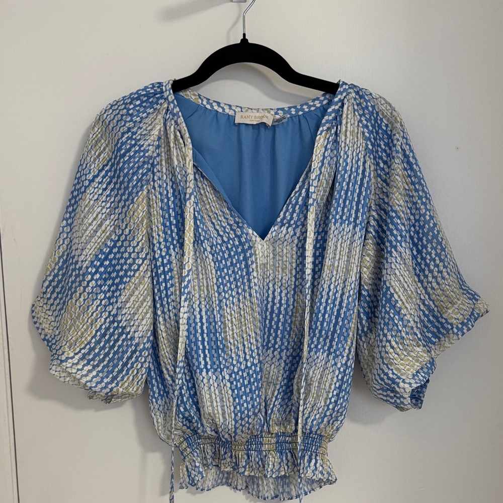 Ramy Brook Blue and Cream Blouse